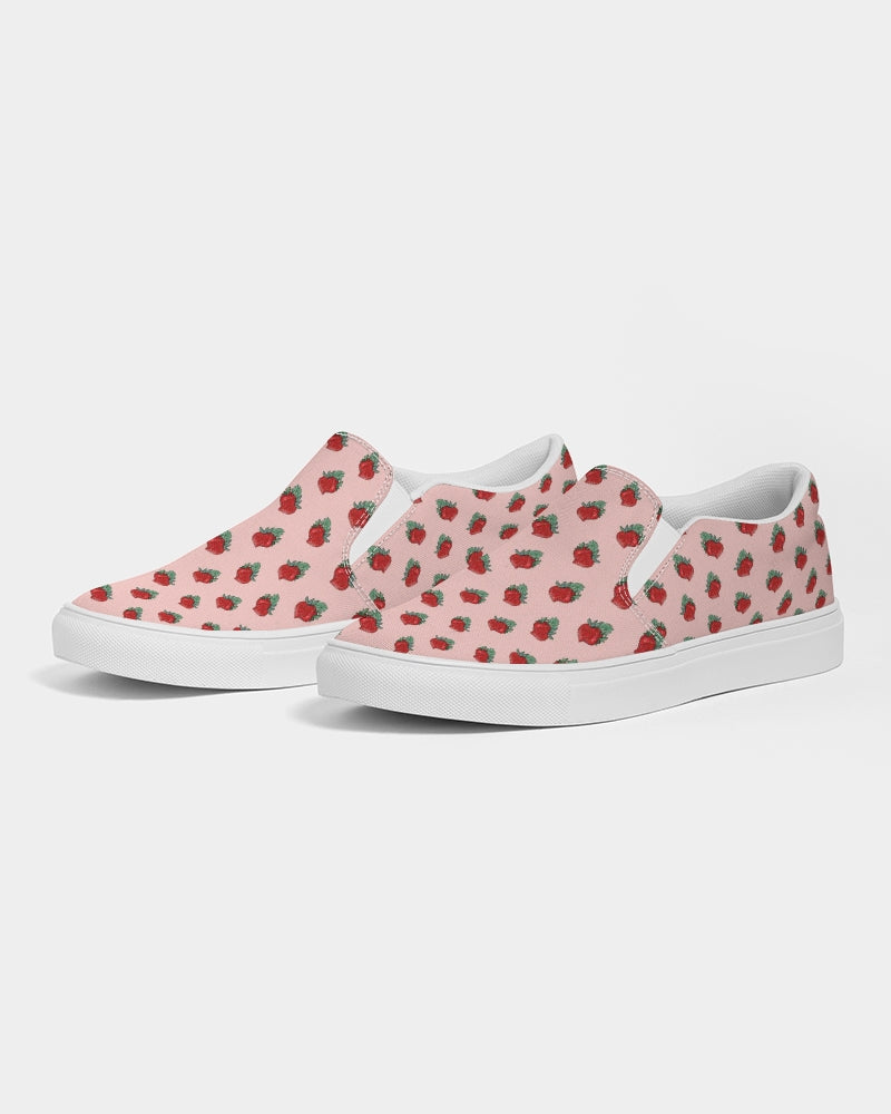 Pink Strawberries Women's Slip-On Canvas Shoe
