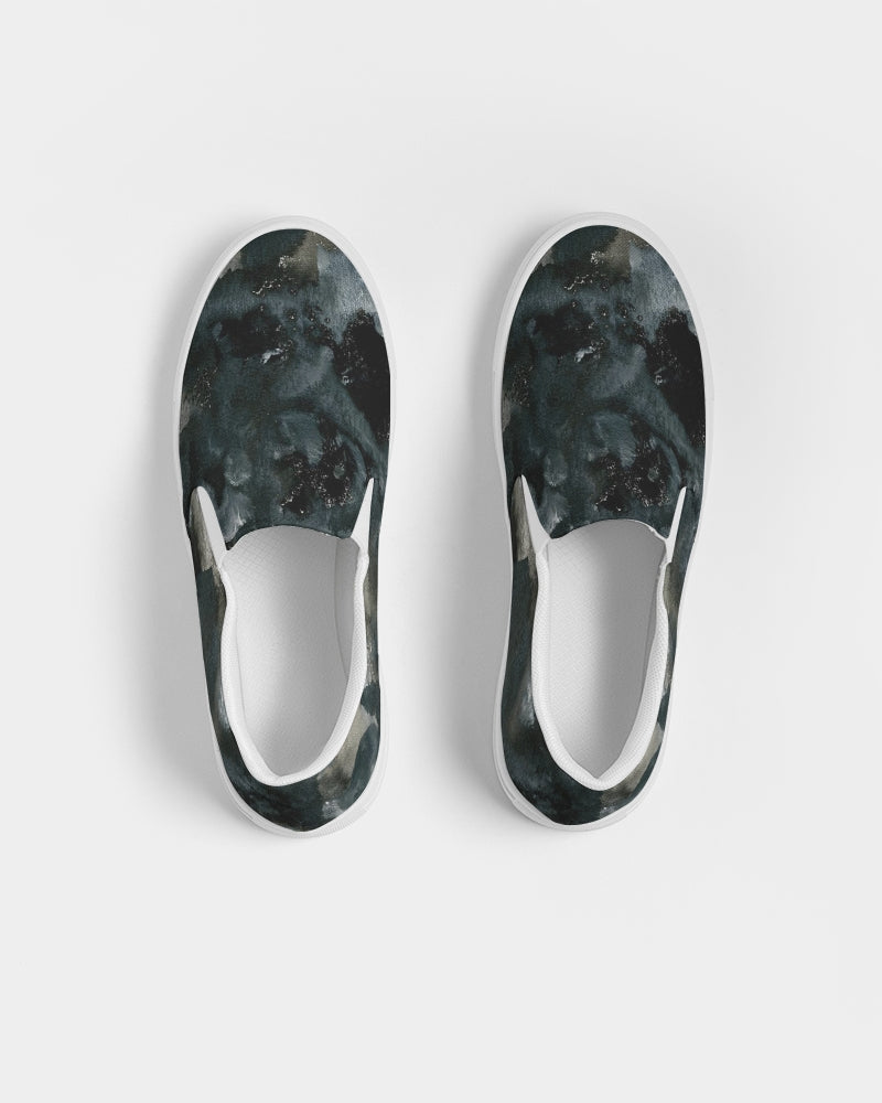 Black n White Camo Women's Slip-On Canvas Shoe
