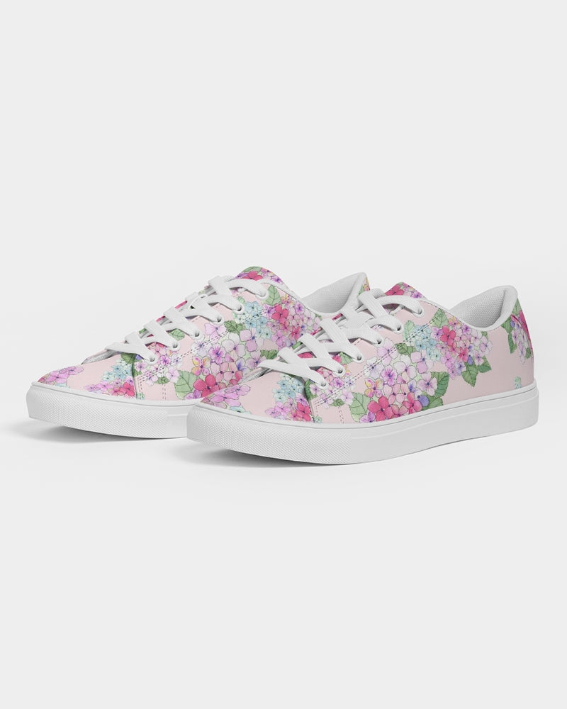 Pink Hydrangaes Women's Faux-Leather Sneaker