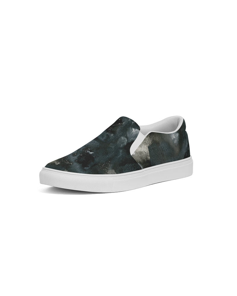 Black n White Camo Women's Slip-On Canvas Shoe