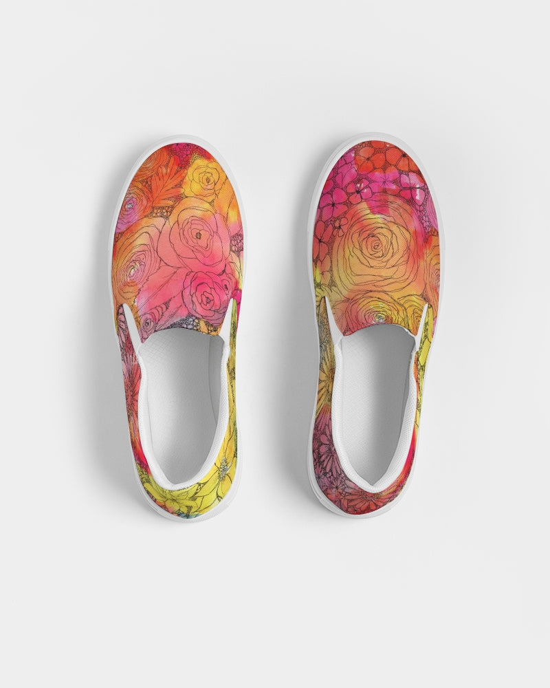 Inked Flowers Women's Slip-On Canvas Shoe