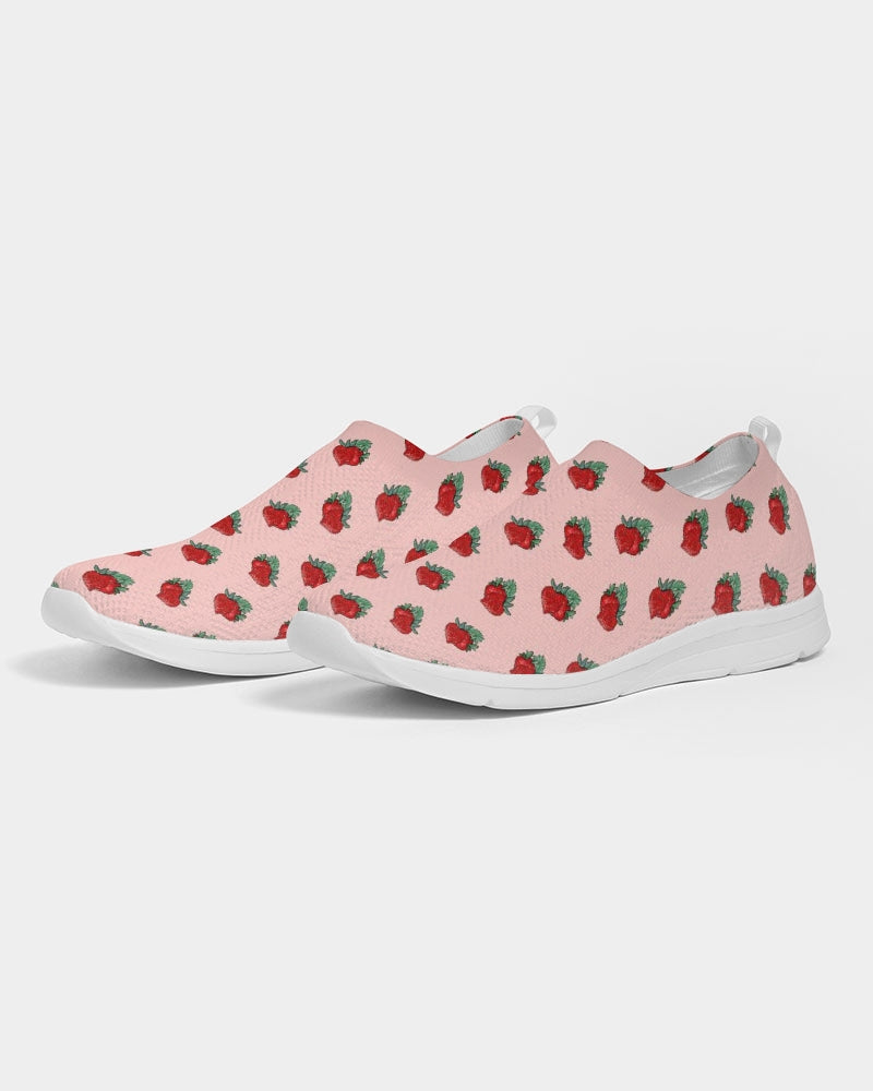 Pink Strawberries Women's Slip-On Flyknit Shoe